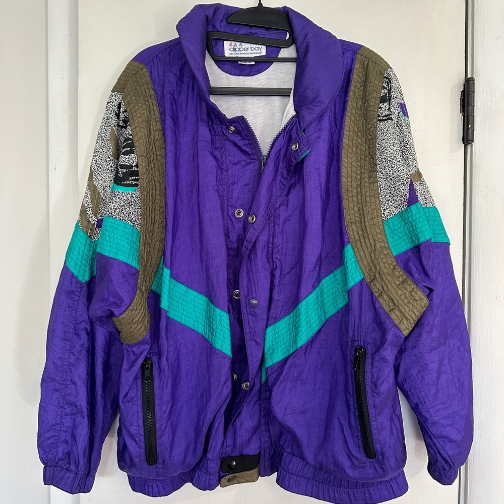 Vintage 80s/90s L Windbreaker Retro Colorblock
